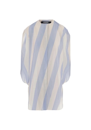 Jacquemus Berlingot striped curved-hem shirt - Blue
