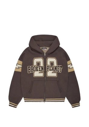 BROKEN PLANET Varsity zip-up hoodie - Brown