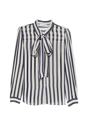 Self-Portrait striped neck-tie blouse - Blue