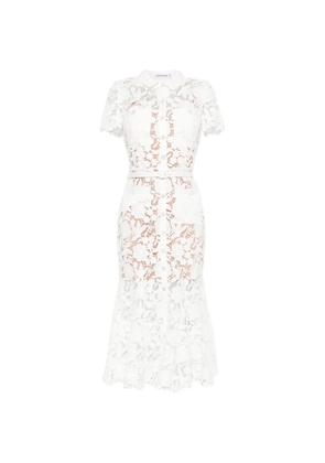 Self-Portrait lace collared midi dress - White