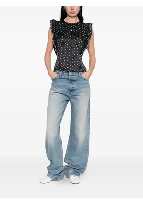 Self-Portrait ruffled polka-dot top - Black