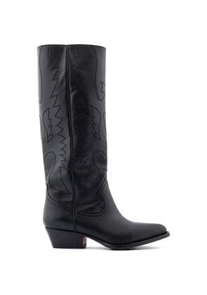 Buttero embroidery knee-high boots - Black