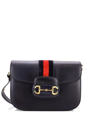 Gucci Pre-Owned Horsebit 1955 Leather with Web Velvet Detail Small shoulder bag - Blue