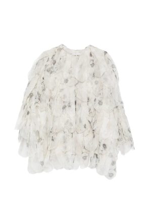 Max Mara Chiffon floral ruffled jacket - White