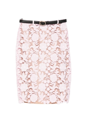Self-Portrait floral lace midi skirt - Pink