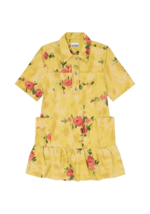 GANNI floral-print pocket mini dress - Yellow
