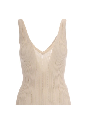 Sessùn V-neck ribbed top - Neutrals