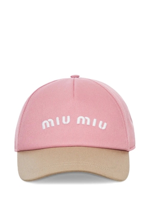 Miu Miu Drill two-tone logo baseball cap - Pink