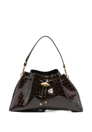 Jimmy Choo croc-effect drawstring leather tote bag - Brown