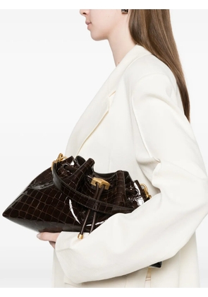 Jimmy Choo croc-effect drawstring leather tote bag - Brown