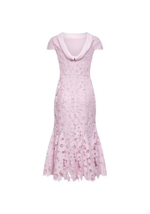 Self-Portrait scalloped flared midi dress - Pink