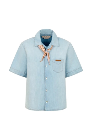 Marni chest-pocket necktie shirt - Blue