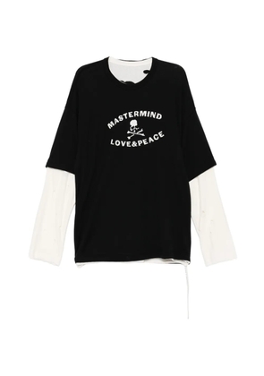 Mastermind World logo-print ripped T-shirt - Black
