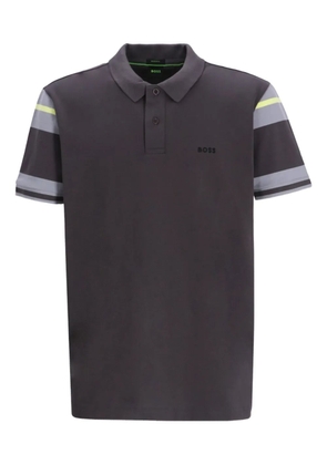 BOSS striped-detail polo shirt - Grey