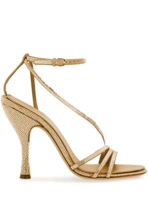 Ferragamo 105mm crystal-embellished leather sandals - Neutrals