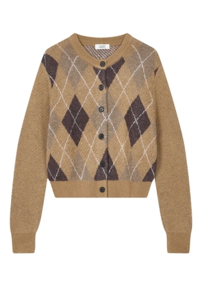 TOMBOY argyle-pattern round-neck cardigan - Neutrals