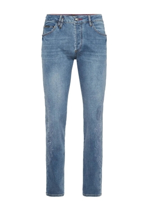 Philipp Plein logo-appliqué jeans - Blue