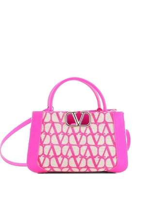 Valentino Garavani Pre-Owned VLogo Shopper Toile Iconograph Fabric with Leather Small tote bag - Pink