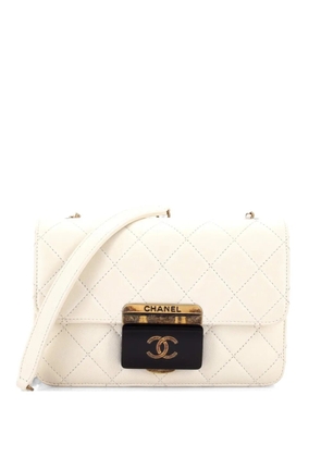 CHANEL Pre-Owned Beauty Lock Flap Bag Quilted Sheepskin Mini crossbody bag - Neutrals