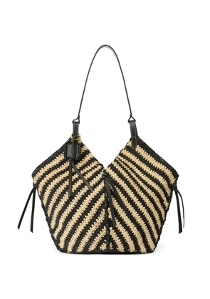 ISABEL MARANT Tampa leather-trimmed raffia shoulder bag. - Black