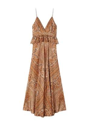 SANDRO V-neck paisley-pattern maxi dress - Brown