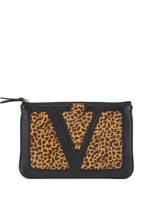 Valentino Garavani Pre-Owned animal-print clutch bag - Brown