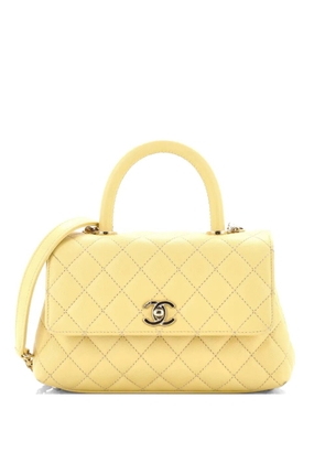 CHANEL Pre-Owned Coco Top Handle Bag Quilted Caviar Mini satchel - Yellow