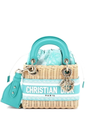 Christian Dior Pre-Owned Lady Dior Bag Wicker and Oblique Canvas Mini tote bag - Green