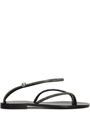 EDDI CUOMO crystal-embellished flat sandals - Black