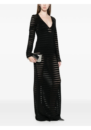 David Koma V-neck openwork maxi dress - Black