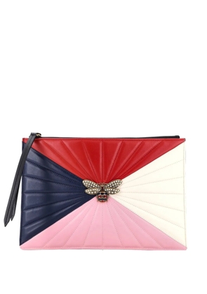 Gucci Pre-Owned Queen Margaret Bee Zip Pouch Colorblock Leather clutch bag - Multicolour