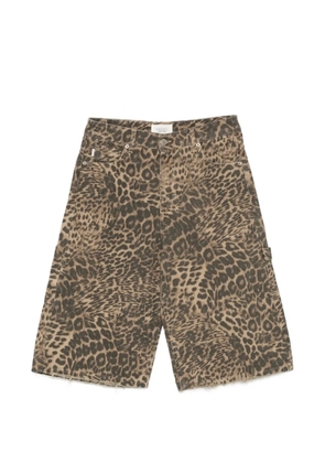 VICOLO frayed animal-print shorts - Neutrals