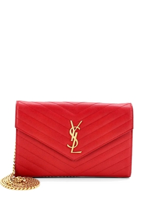 Saint Laurent Pre-Owned Classic Monogram Wallet on Chain Matelasse Chevron Leather Medium crossbody bag - Red