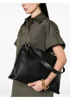 cromia leather chain tote bag - Black