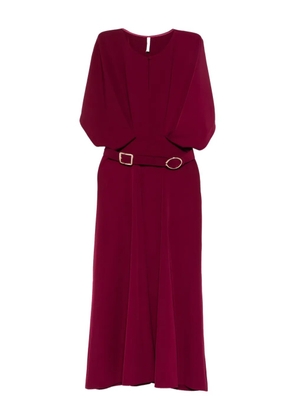 IMPERIAL belted puff-sleeve midi dress - Red