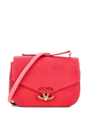 CHANEL Pre-Owned Thread Around Flap Bag Quilted Caviar Medium shoulder bag - Pink