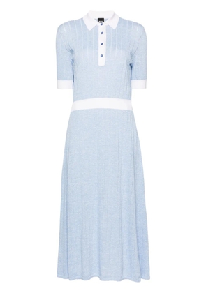 BOSS polo-collar fine-knit dress - Blue