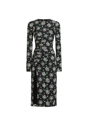 Dolce & Gabbana geranium bouquets-print charmeuse dress - Black