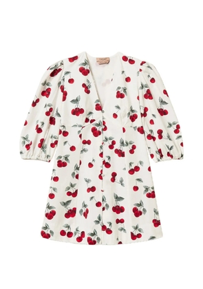 TWINSET V-neck cherry-print mini dress - White