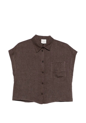 Alysi cropped linen shirt - Brown