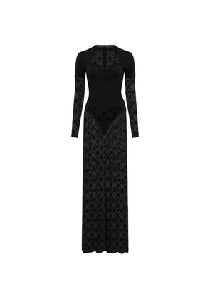 Marine Serre layered mesh flock dress - Black