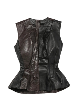 ALAINPAUL peplum leather top - Brown