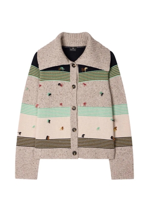 PS Paul Smith block-stripe knit wool cardigan - Neutrals