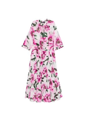 Samantha Sung floral print belted midi dress - White
