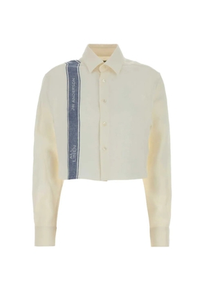 JW Anderson cropped stripe-detail shirt - Neutrals