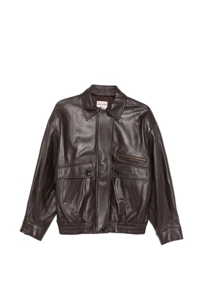 Semicouture zip-up leather jacket - Brown