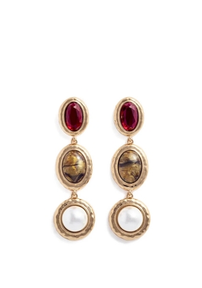 Self-Portrait tiered drop earrings - Gold