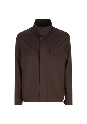 Zegna leather-detail jacket - Brown