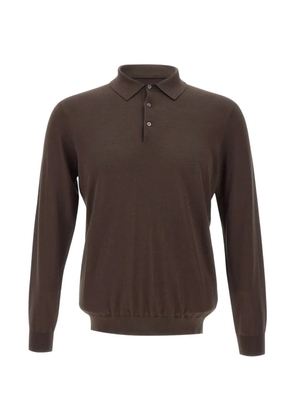 Kangra long-sleeve silk polo shirt - Brown