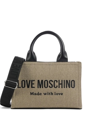 Love Moschino logo-embroidered canvas tote bag - Neutrals